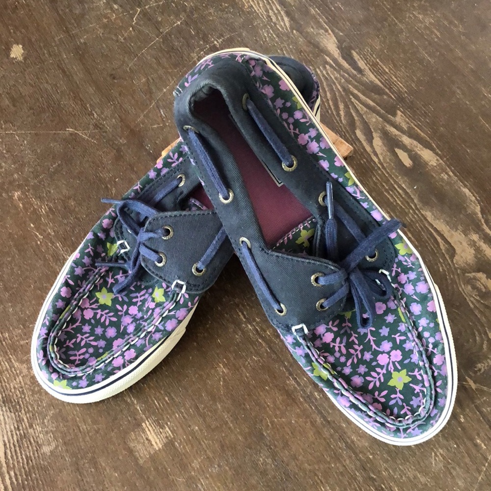 Sperry Topsider Navy Blue with Tiny Floral Print